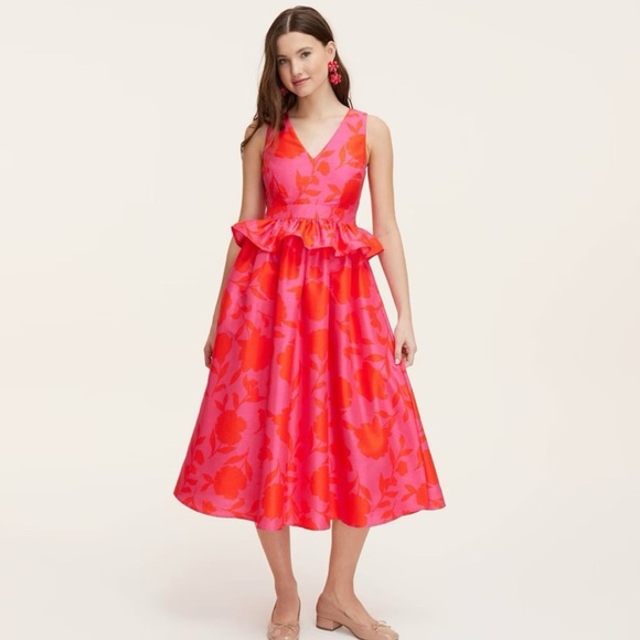 kate spade Dresses & Skirts - Kate Spade Vivid Pink and Orange Midi Dress
